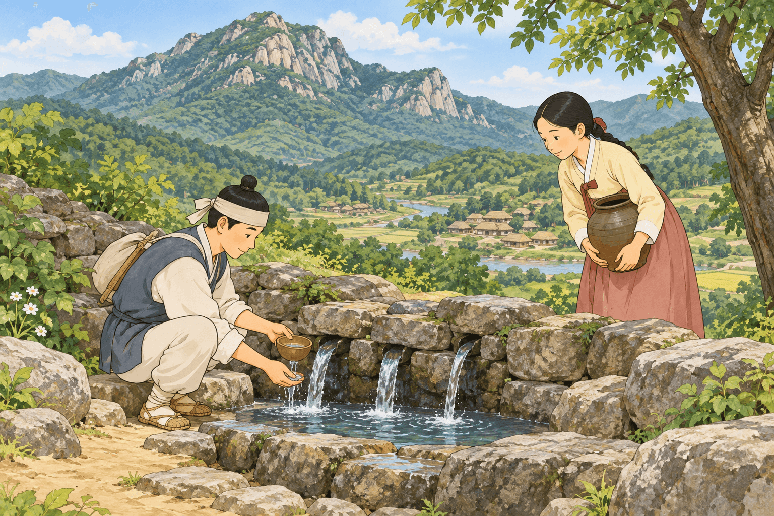 백운산의 삼정과 월애 이야기 - 이야기를 바탕으로 한 삽화