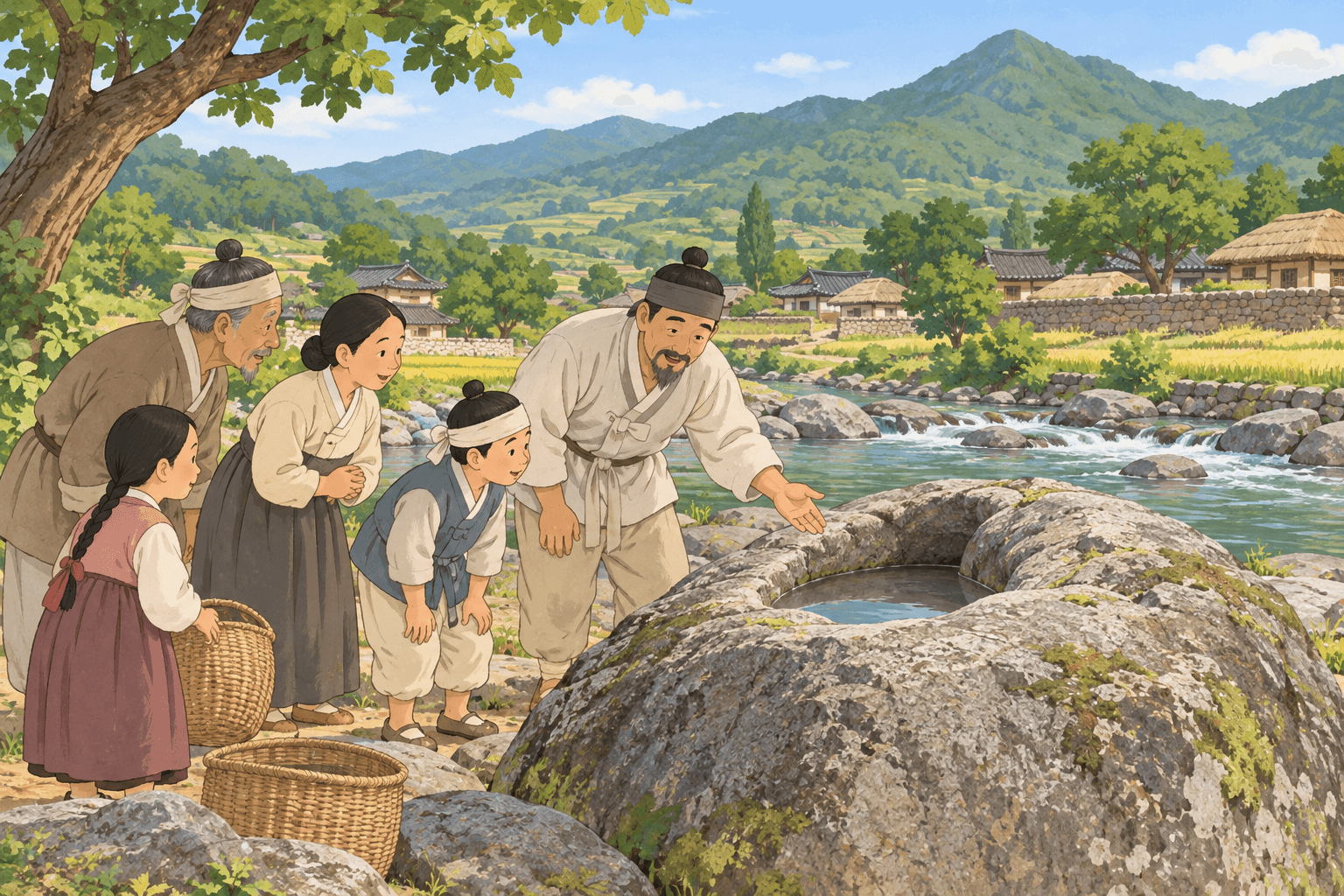 봉강면 구서리 부자바구 전설 - 이야기를 바탕으로 한 삽화