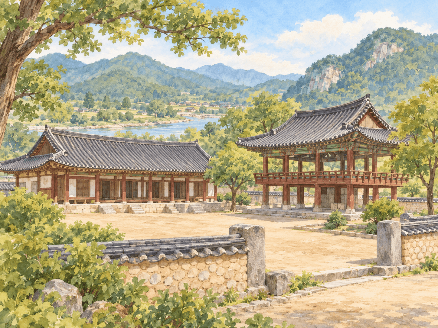 소헌공원 운봉관·찬경루 - 장소 설명을 바탕으로 한 삽화
