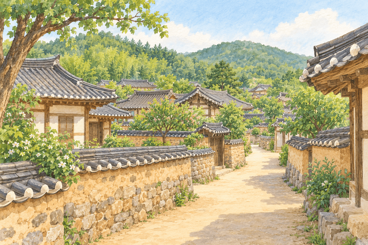 괴시리 전통마을 - 장소 설명을 바탕으로 한 삽화