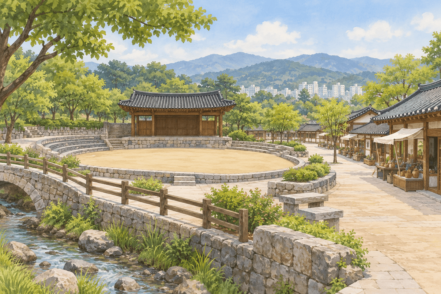 양주별산대놀이마당 - 장소 설명을 바탕으로 한 삽화