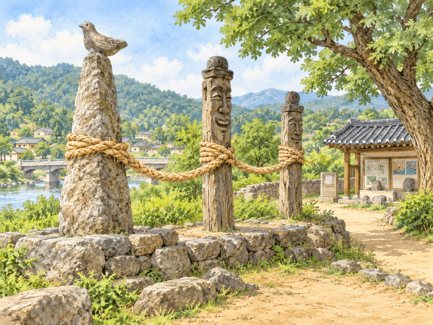 서문안당산 - 장소 설명을 바탕으로 한 삽화