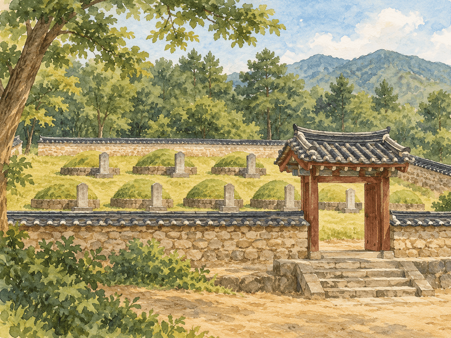 석주관칠의사묘 - 장소 설명을 바탕으로 한 삽화
