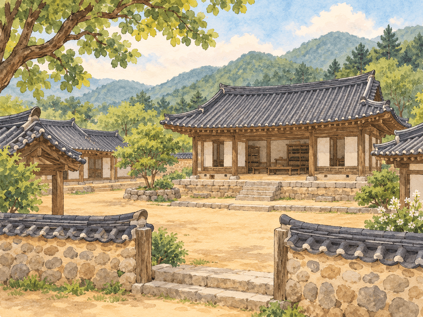 장성 고산서원 - 장소 설명을 바탕으로 한 삽화