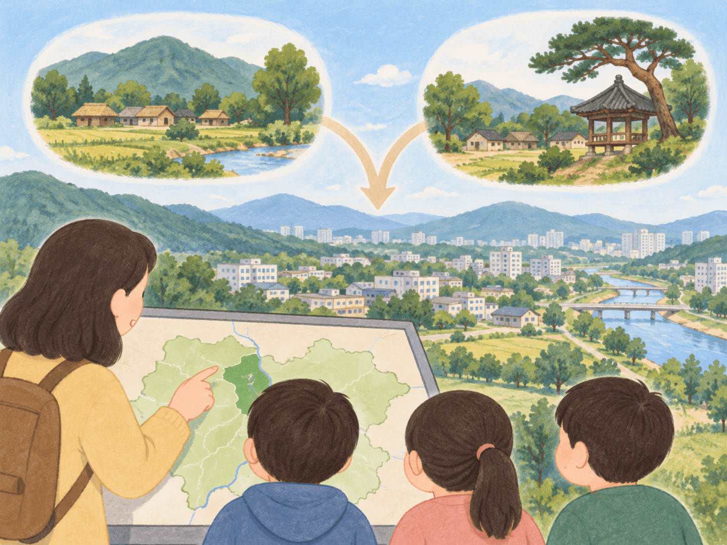 보정동, 두 마을 이름이 합쳐진 지명 - 이야기를 바탕으로 한 삽화