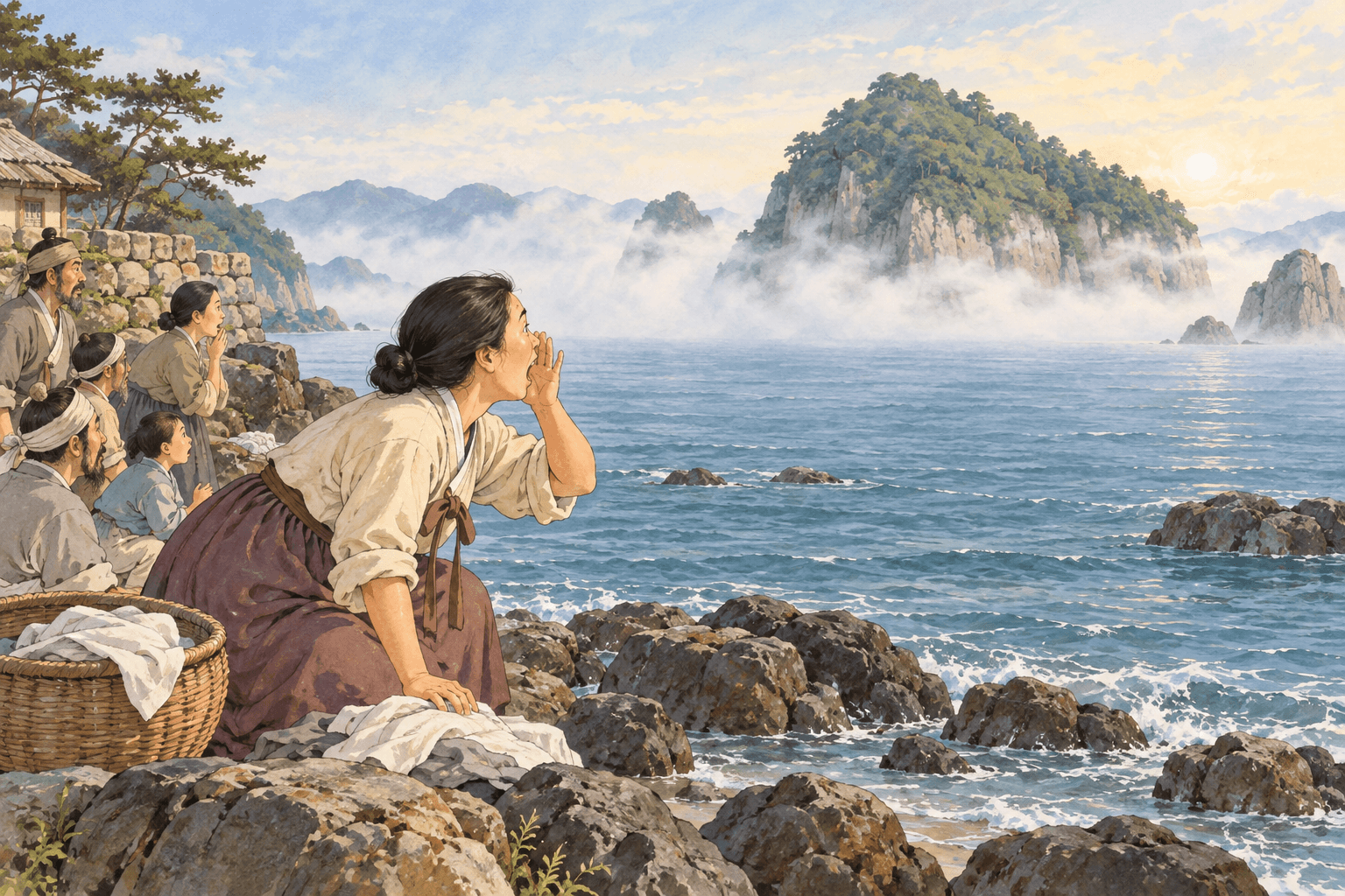 바다를 떠돌다 멈춘 섬, 공주섬 - 이야기를 바탕으로 한 삽화