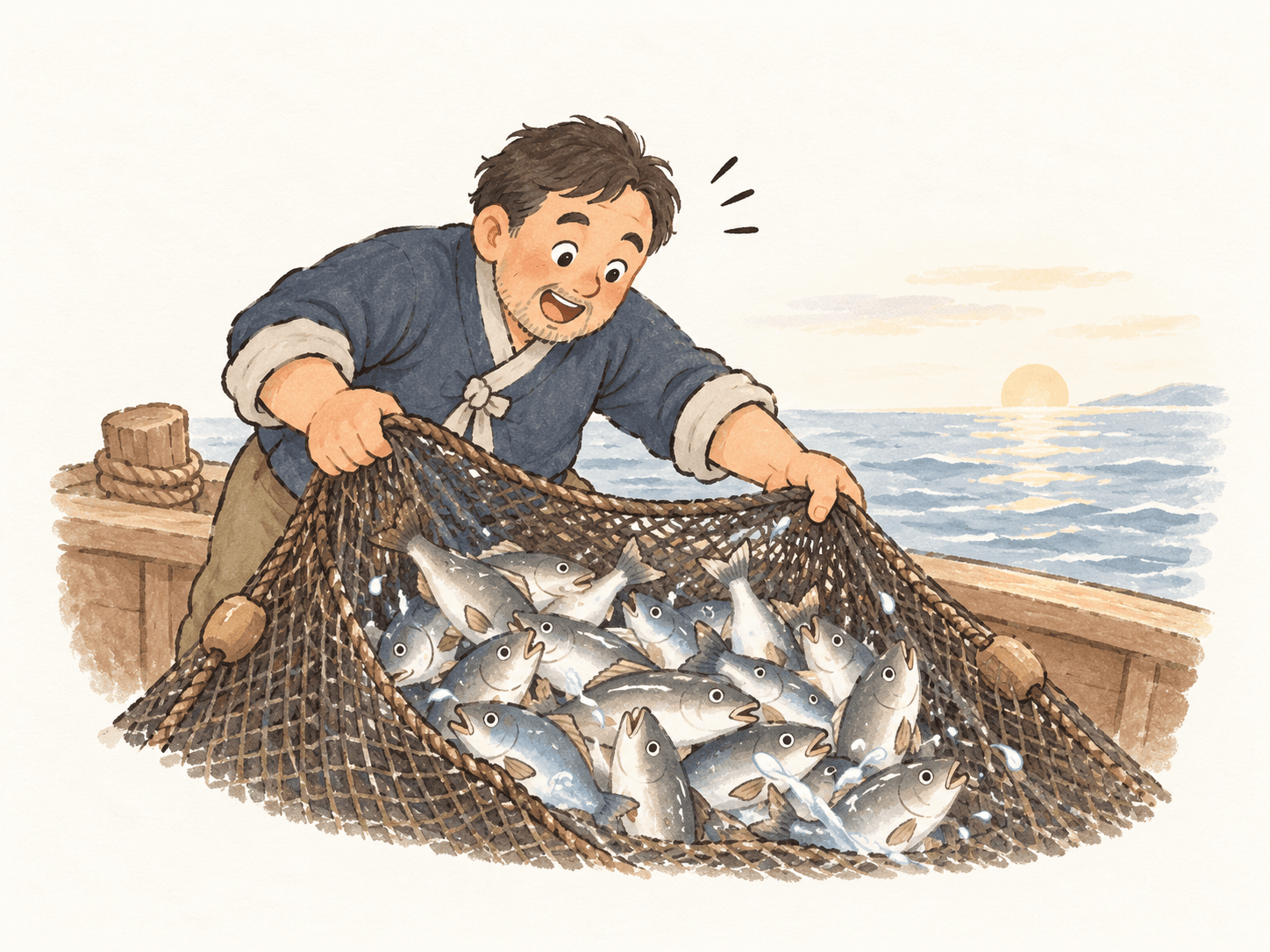 고기잡이를 도와준 바다의 처녀, 비라도 - 이야기를 바탕으로 한 삽화
