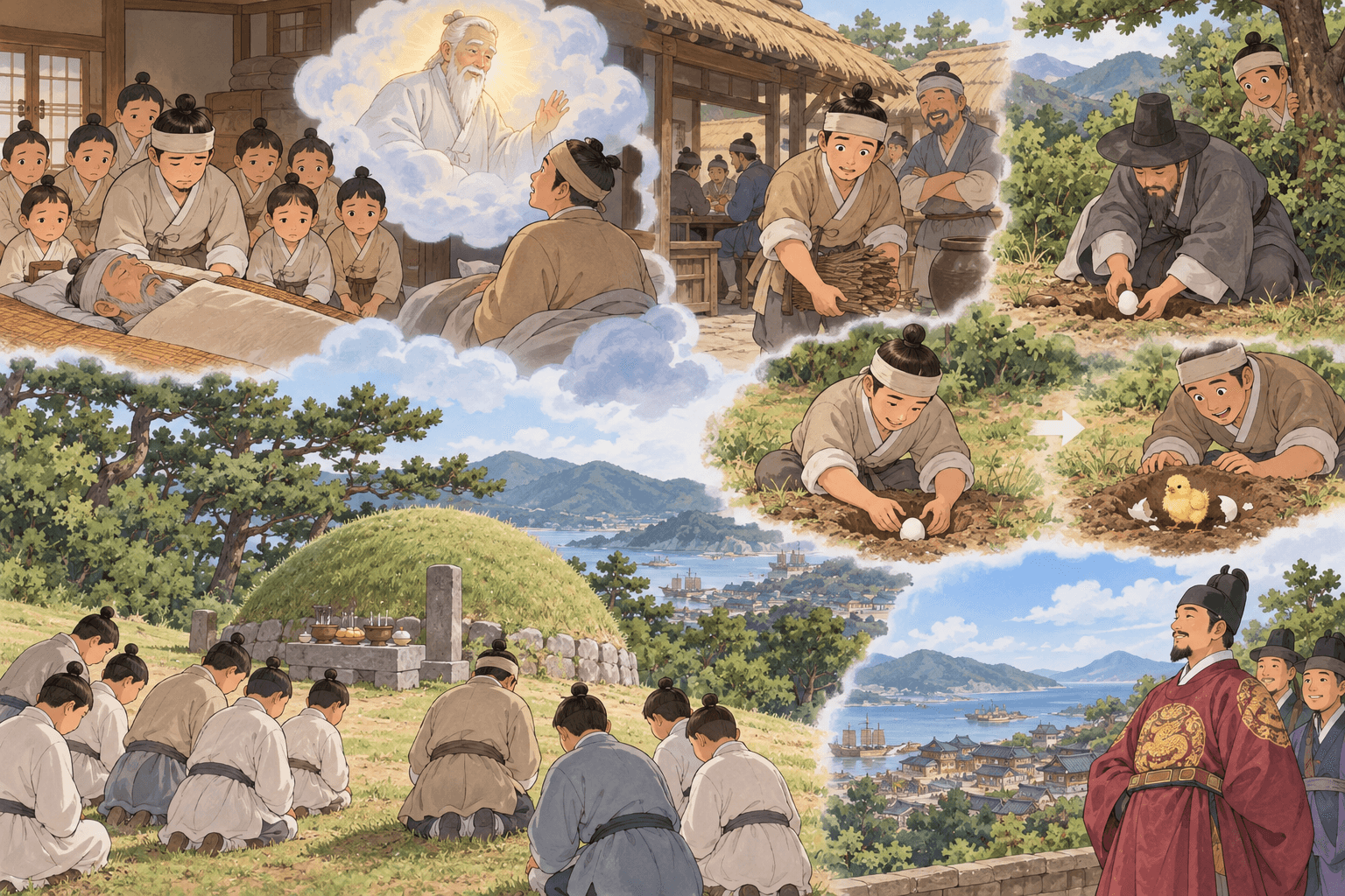 닭이 알려 준 명당, 대마도주등 - 이야기를 바탕으로 한 삽화