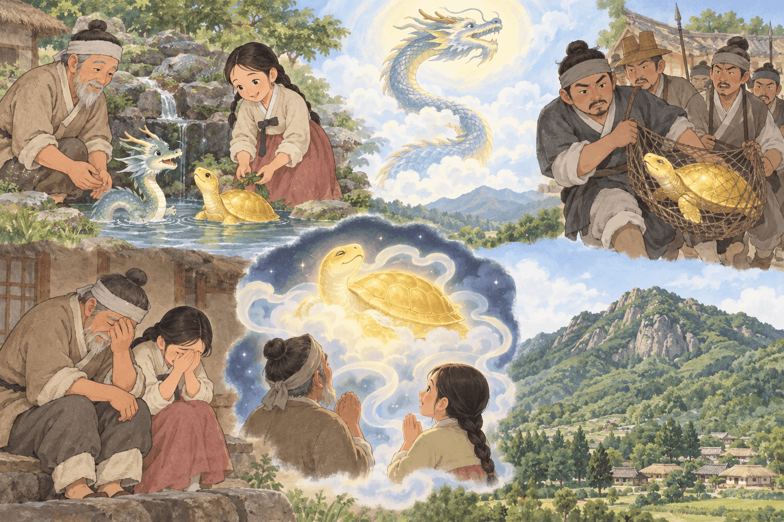 부녀의 정성으로 신선이 된 금자라 - 이야기를 바탕으로 한 삽화