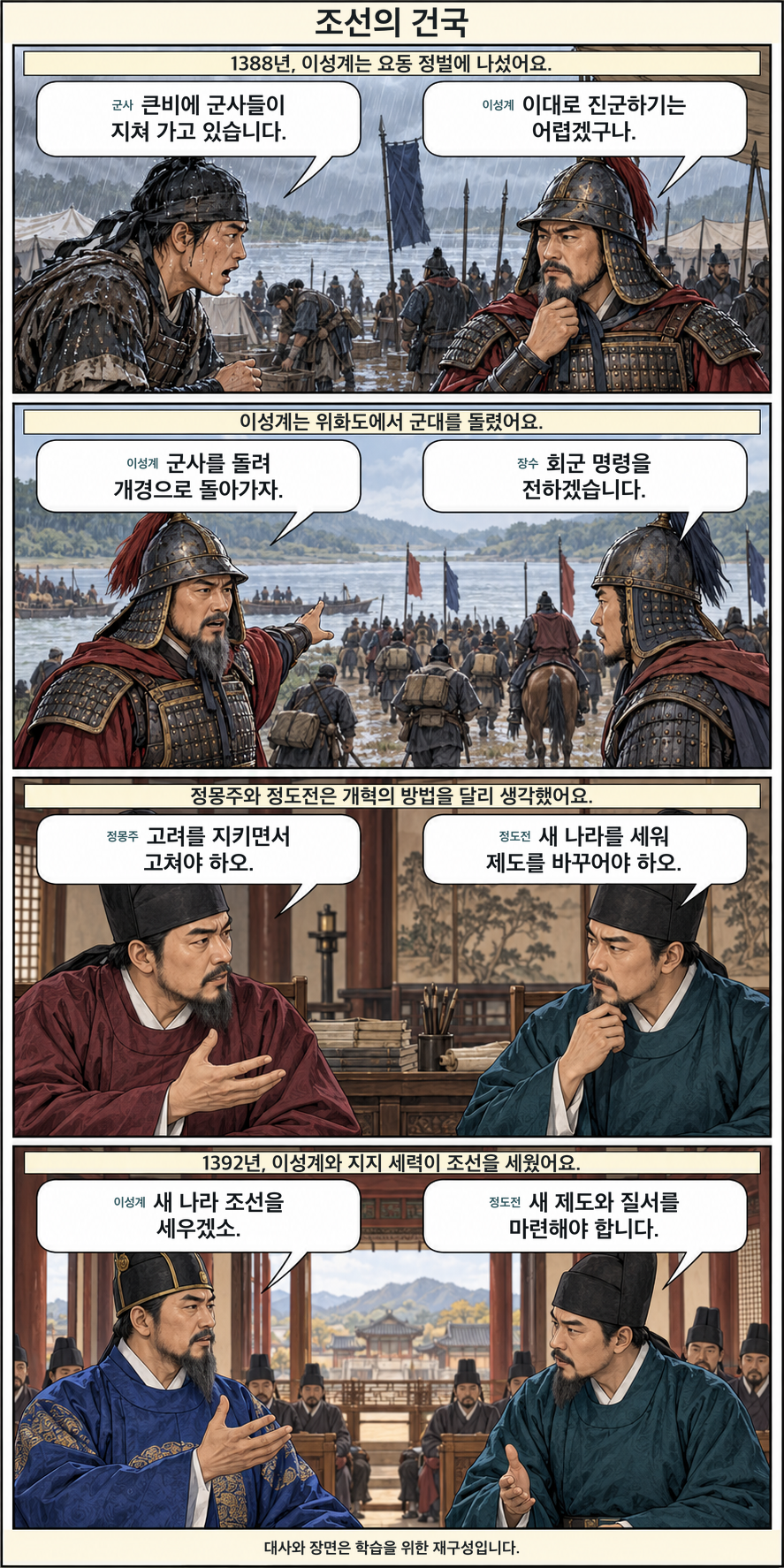 조선의 건국 4컷 학습만화
