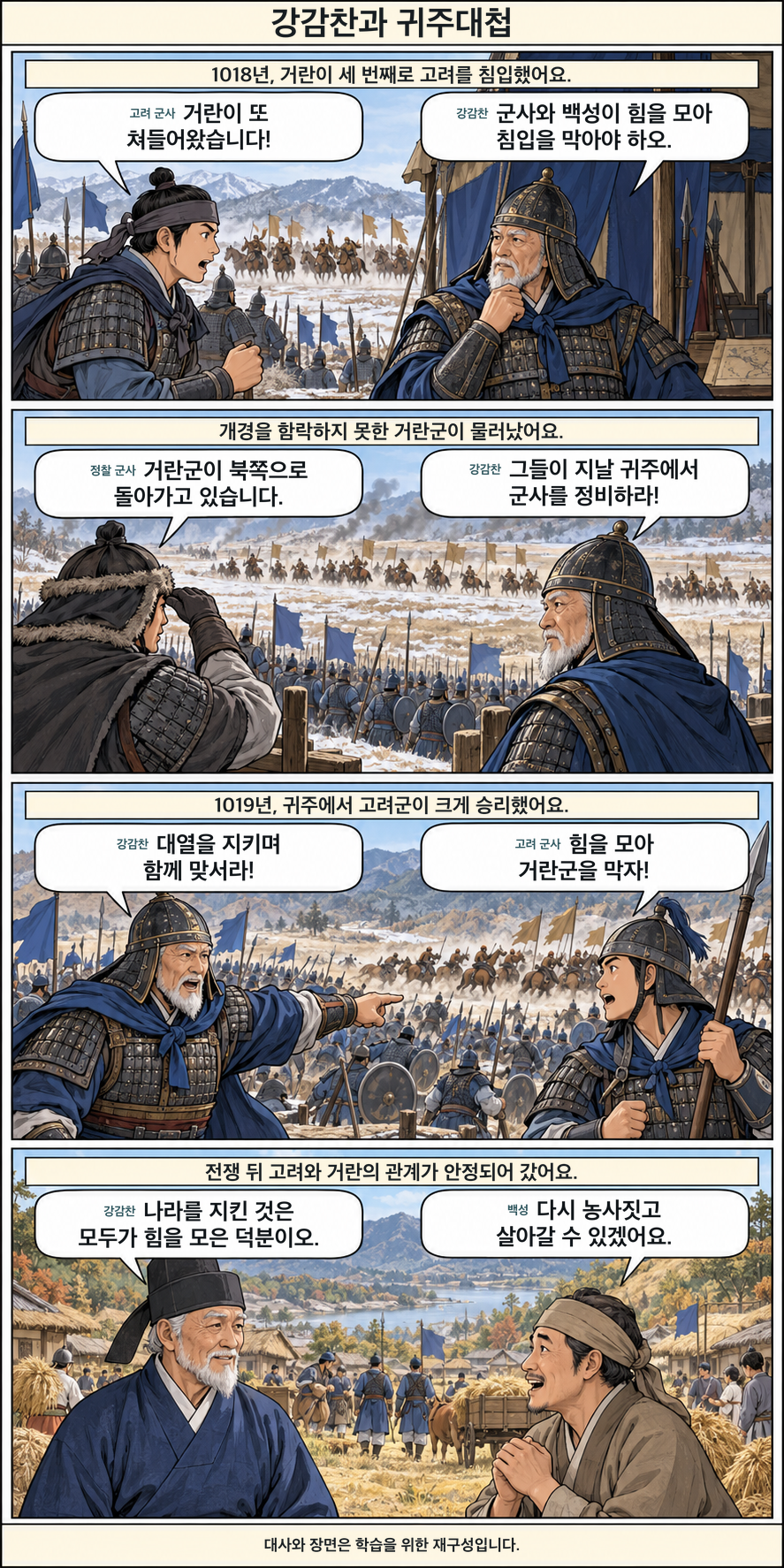 강감찬과 귀주대첩 4컷 학습만화