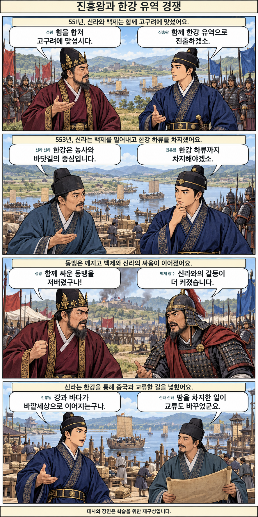 진흥왕과 한강 유역 경쟁 4컷 학습만화